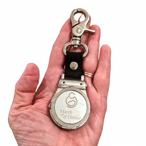 Rare vintage Golf watch carabiner flip open  silver retro watch green & red face - Picture 3 of 16